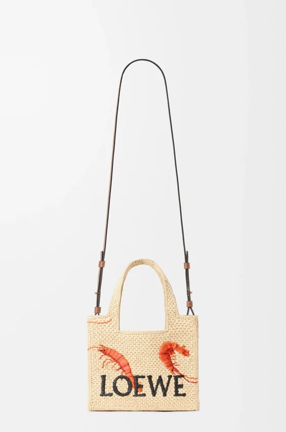 Mini Loewe Font Tote in Raffia Mini Loewe Font Tote in Raffia
