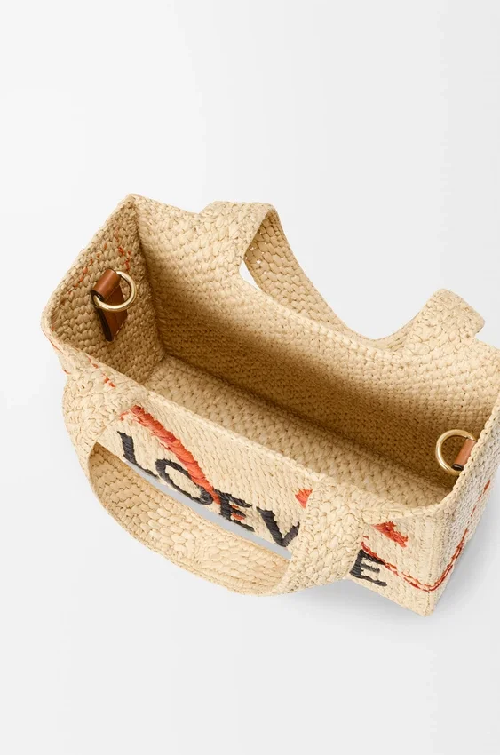 Mini Loewe Font Tote in Raffia Mini Loewe Font Tote in Raffia