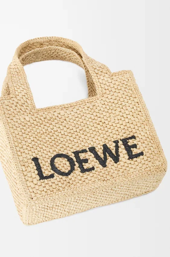Mini Loewe Font Tote in Raffia Mini Loewe Font Tote in Raffia