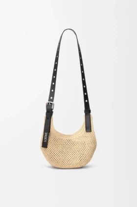 Mini Punch Hole Hobo in Raffia and Calfskin