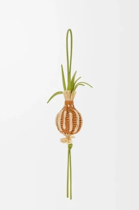 Onion Sprout Charm in Classic Calfskin and Raffia Onion Sprout Charm in Classic Calfskin and Raffia