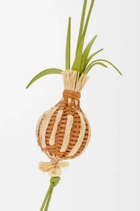 Onion Sprout Charm in Classic Calfskin and Raffia Onion Sprout Charm in Classic Calfskin and Raffia