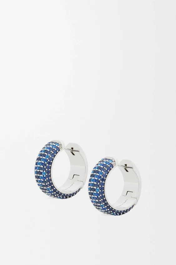 Pavé Hoop Earrings in Sterling Silver and Crystals Pavé Hoop Earrings in Sterling Silver and Crystals