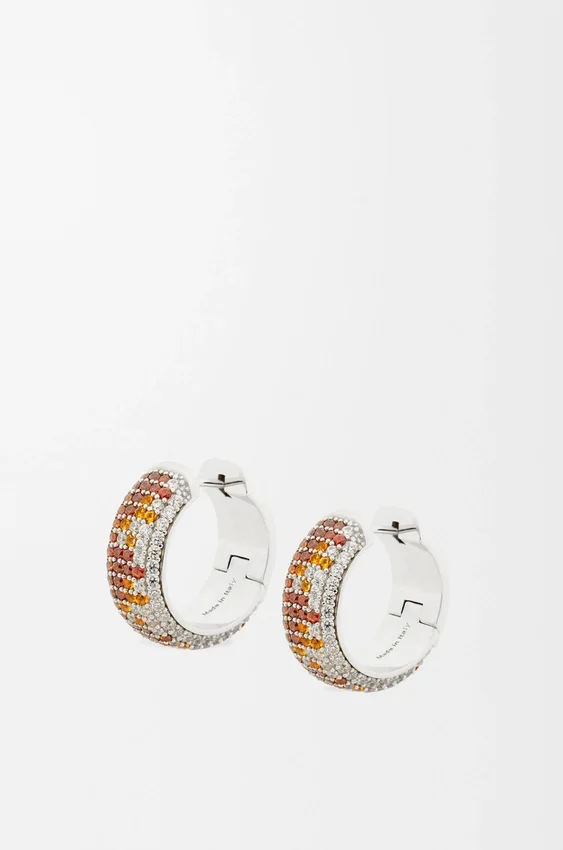 Pavé Hoop Earrings in Sterling Silver and Crystals Pavé Hoop Earrings in Sterling Silver and Crystals