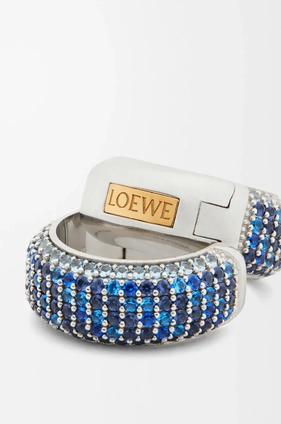 Pavé Hoop Earrings in Sterling Silver and Crystals Pavé Hoop Earrings in Sterling Silver and Crystals
