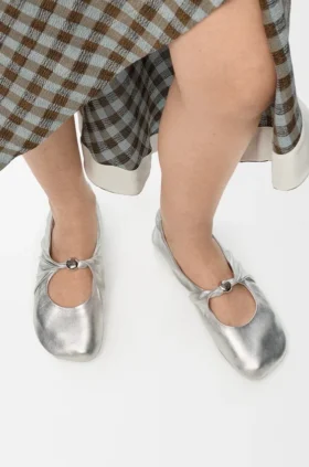 Pebble Soft Ballerina in Laminated Nappa Lambskin