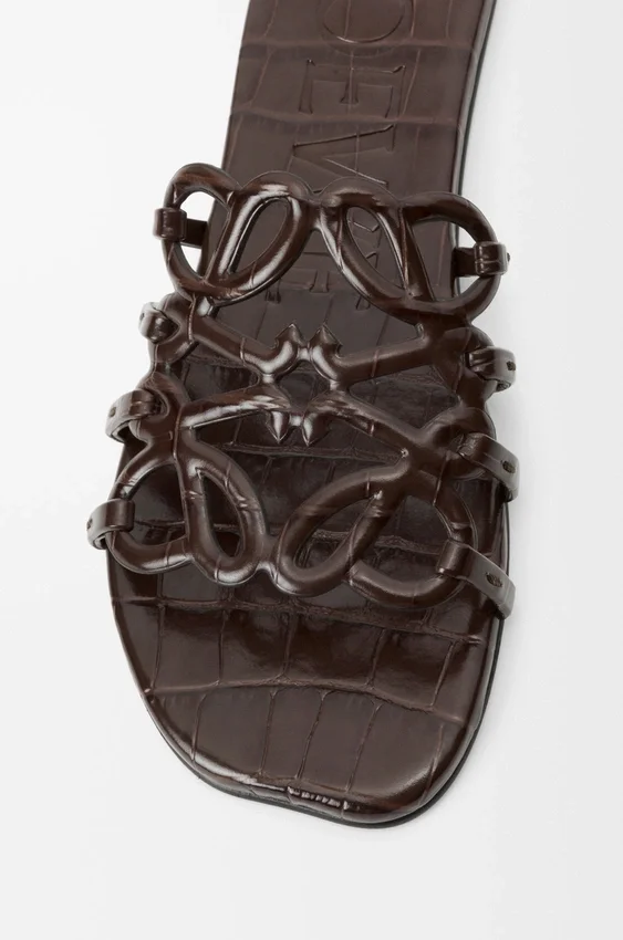 Petal Anagram Slide in Croc-Embossed Calfskin Petal Anagram Slide in Croc-Embossed Calfskin