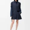 Pleated Dress in Cotton Blend
