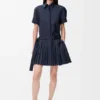 Pleated Dress in Cotton Blend