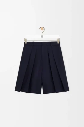 Pleated Shorts in Cotton and Linen