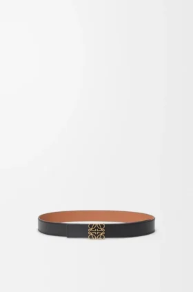 Reversible Anagram Belt in Smooth Calfskin and Soft Grained Calfskin