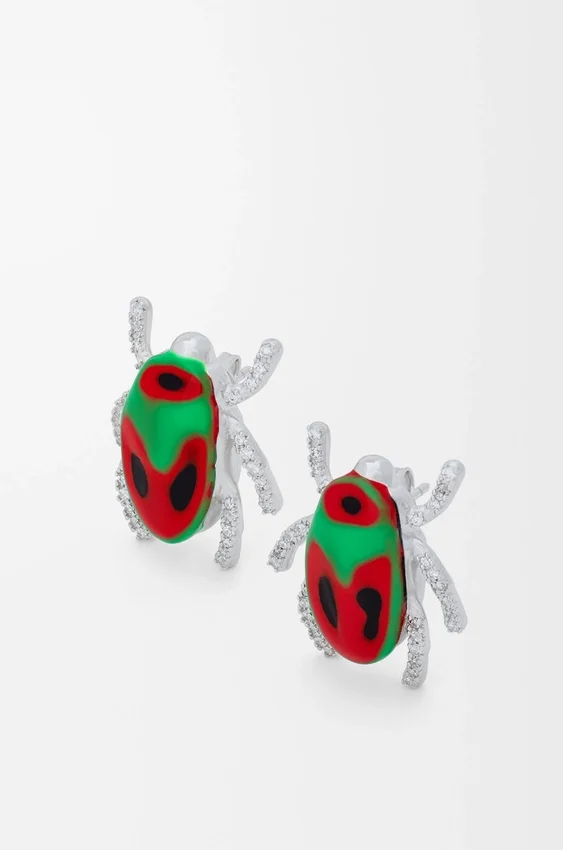 Scarabeo Earrings in Sterling Silver, Enamel and Crystal Scarabeo Earrings in Sterling Silver, Enamel and Crystal