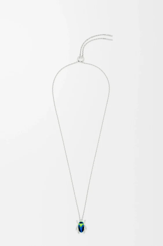 Scarabeo Necklace in Sterling Silver, Enamel and Crystal Scarabeo Necklace in Sterling Silver, Enamel and Crystal