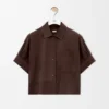 Short Sleeve Shirt in Suede Goatskin