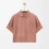 Short Sleeve Shirt in Suede Goatskin