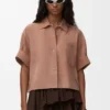 Short Sleeve Shirt in Suede Goatskin