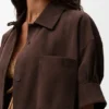 Short Sleeve Shirt in Suede Goatskin