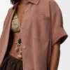 Short Sleeve Shirt in Suede Goatskin
