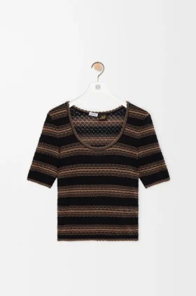 Short Sleeve Sweater in Cotton Blend