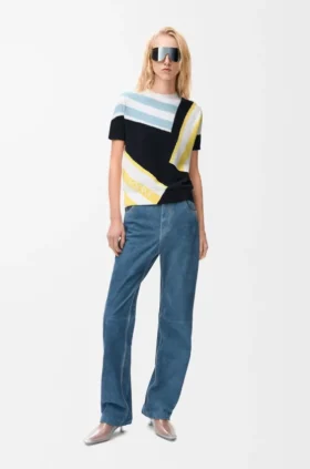 Short Sleeve Sweater in Cotton Blend