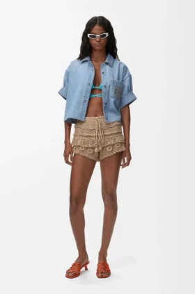 Shorts in Cotton Crochet