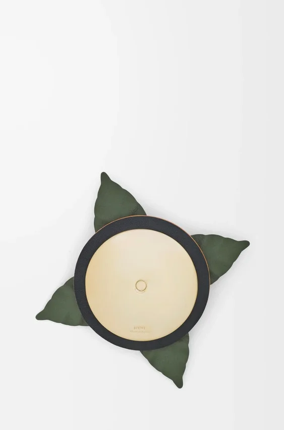 Small Orchid Candle Lid in Classic Calfskin and Brass Small Orchid Candle Lid in Classic Calfskin and Brass