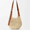 Small Punch Hole Hobo in Raffia and Calfskin Small Punch Hole Hobo in Raffia and Calfskin