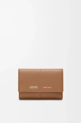 Small Vertical Wallet in Smooth and Grained Calfskin