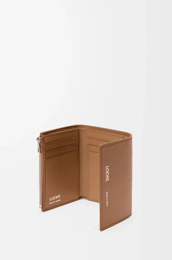 Small Vertical Wallet in Smooth and Grained Calfskin Small Vertical Wallet in Smooth and Grained Calfskin