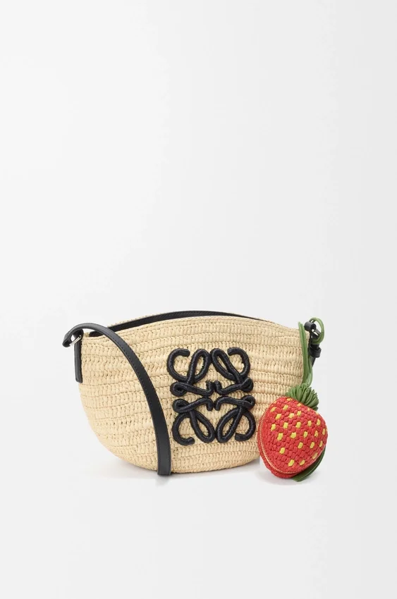 Strawberry Coin Purse in Raffia and Classic Calfskin Strawberry Coin Purse in Raffia and Classic Calfskin
