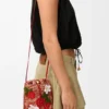 Strawberry Drawstring Pocket in Classic Calfskin and Raffia Strawberry Drawstring Pocket in Classic Calfskin and Raffia