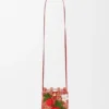 Strawberry Drawstring Pocket in Classic Calfskin and Raffia Strawberry Drawstring Pocket in Classic Calfskin and Raffia