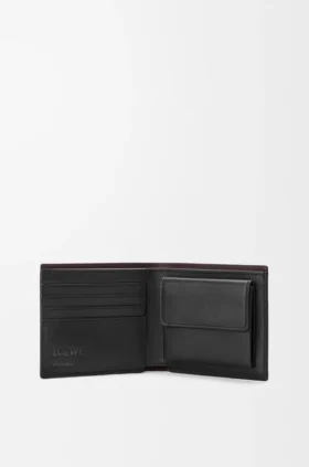 Switch Bifold Coin Wallet in Supple Grained Calfskin and Suede