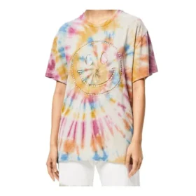 Tie Dye Smiling Face Printing Short Sleeve Unisex Multicolor H616341X79-9990