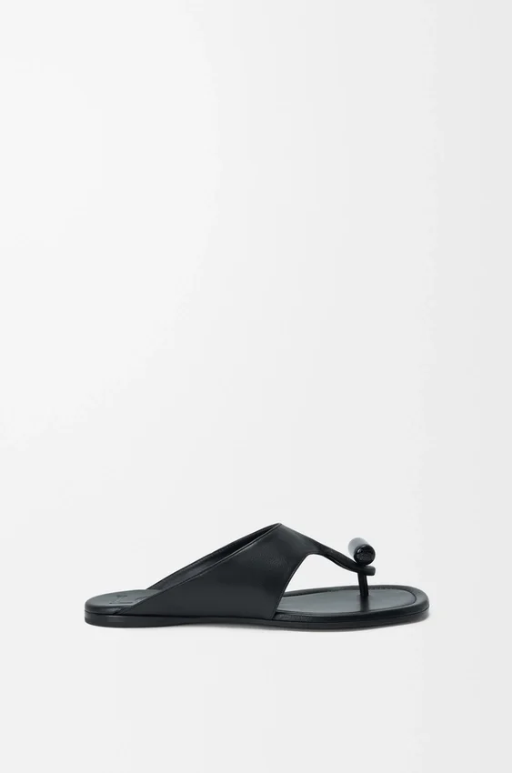 Toggle Flat Sandal in Shiny Smoot Calfskin Toggle Flat Sandal in Shiny Smoot Calfskin