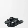 Toggle Flat Sandal in Shiny Smoot Calfskin Toggle Flat Sandal in Shiny Smoot Calfskin