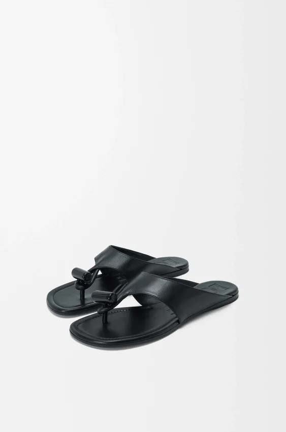 Toggle Flat Sandal in Shiny Smoot Calfskin Toggle Flat Sandal in Shiny Smoot Calfskin