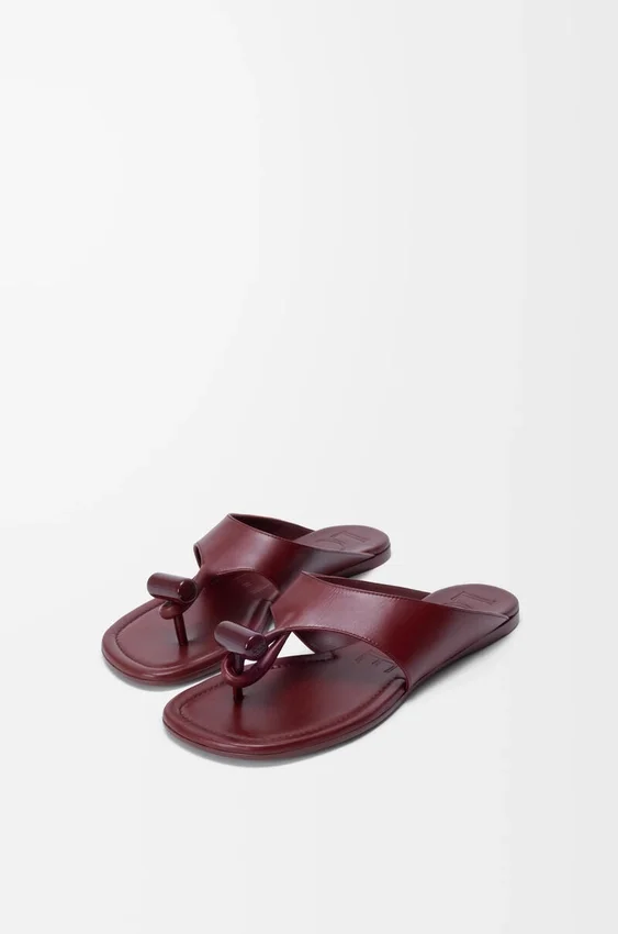 Toggle Flat Sandal in Shiny Smoot Calfskin Toggle Flat Sandal in Shiny Smoot Calfskin