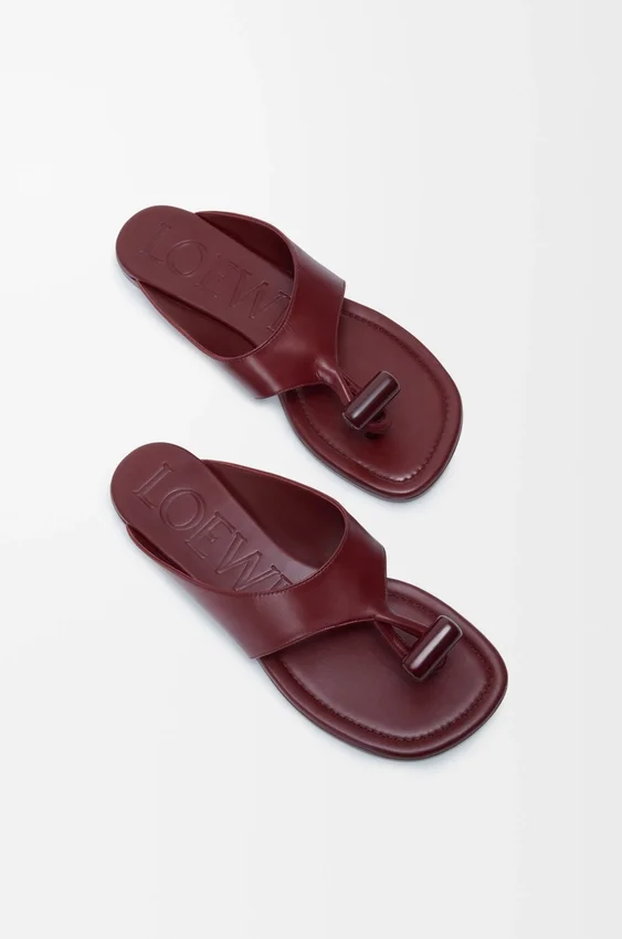 Toggle Flat Sandal in Shiny Smoot Calfskin Toggle Flat Sandal in Shiny Smoot Calfskin