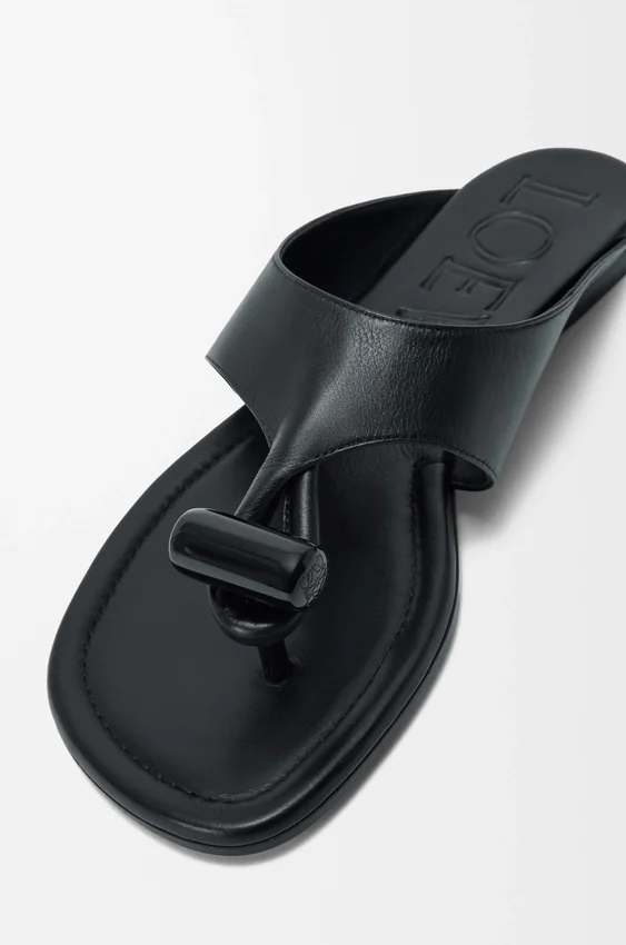 Toggle Flat Sandal in Shiny Smoot Calfskin Toggle Flat Sandal in Shiny Smoot Calfskin