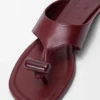 Toggle Flat Sandal in Shiny Smoot Calfskin Toggle Flat Sandal in Shiny Smoot Calfskin
