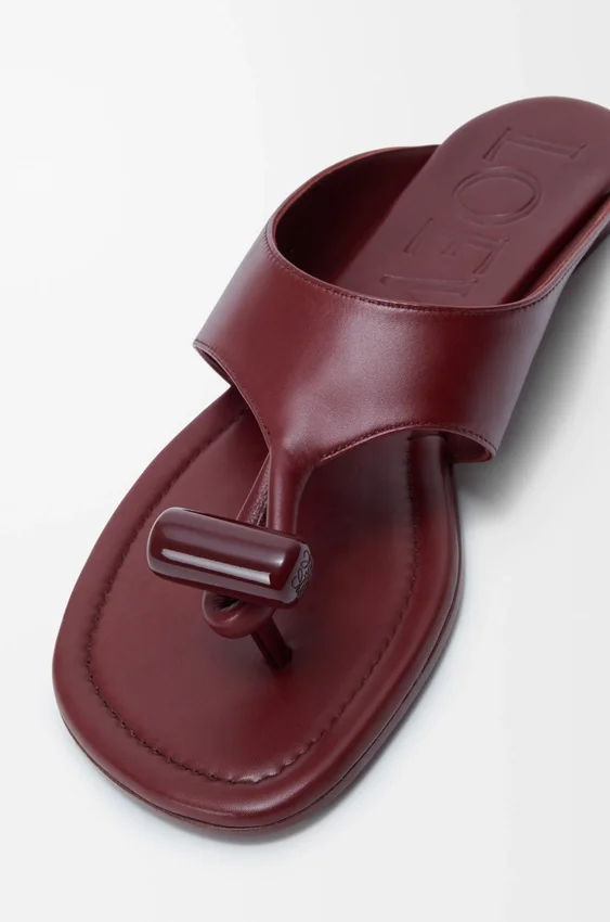 Toggle Flat Sandal in Shiny Smoot Calfskin Toggle Flat Sandal in Shiny Smoot Calfskin