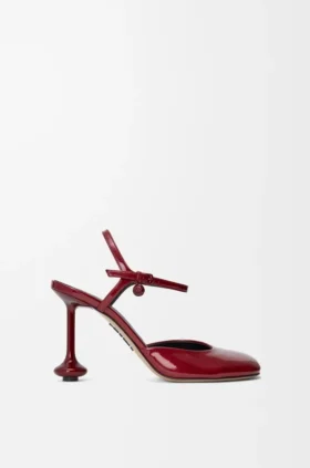 Toy Ankle Strap Pump in Soft Patent Lambskin
