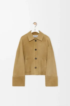 Turn-Up Jacket in Suede Lambskin