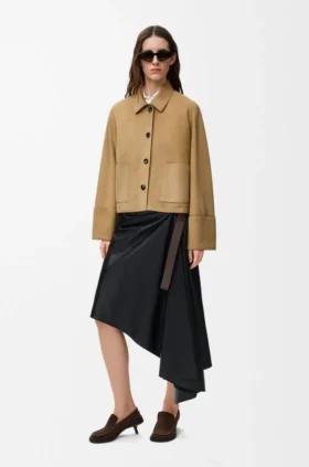 Turn-Up Jacket in Suede Lambskin