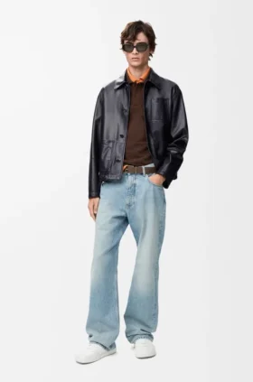 Workwear Jacket in Nappa Lambskin and Nylon