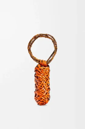 Woven Nest Vase in Calfskin and Bamboo