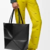 Xl Puzzle Fold Tote in Shiny Calfskin