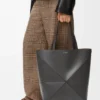 Xl Puzzle Fold Tote in Shiny Calfskin