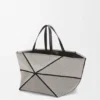 Xxl Puzzle Fold Tote in Canvas Jacquard and Calfskin